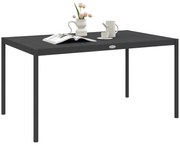 Outsunny Masă de grădină rectangulară pentru 6 persoane din aluminiu platou din plăci dim. 145L x 90l x 74H cm gri | Aosom Romania