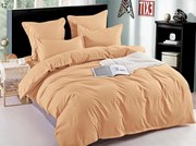 Lenjerie de pat simplu 1 persoana, bumbac Damasc, 4 piese, uni, SS4D12