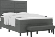 vidaXL Pat cu arcuri cu saltea Gri închis 140 x 190 cm țesătură