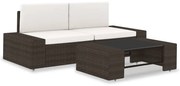 vidaXL Set mobilier de grădină, 3 piese, maro, poliratan