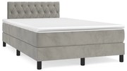 vidaXL Pat box spring cu saltea, gri deschis, 120x190 cm, catifea