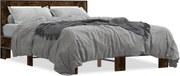 vidaXL Cadru de pat, stejar fumuriu 140x200 cm lemn prelucrat și metal