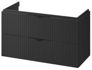 Dulap baie cu riflaje 3D negru mat suspendat 100 cm pentru lavoar, MDF, Cersanit Tirso 1000x450 mm, Negru mat