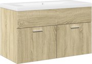 vidaXL Dulap pentru chiuvetă de baie, lavoar încorporat, stejar sonoma