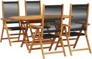 vidaXL Set de masă pentru grădină 5 pcs Negru Lemn Solid de Acacia