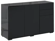 HOMCOM Dulap Versatil Negru, 2 Sertare și 2 Dulapuri cu Deschidere Prin Apăsare, pentru Spații Moderne, 117x36x74cm | Aosom Romania