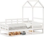 vidaXL Pat de zi cu acoperiș, alb, 80x200 cm, lemn masiv de pin