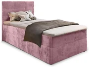 Pat tapițat boxspring GLORIEN VELVET 100x200 cm roz Saltele: Saltea cu arcuri Bonell