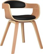 vidaXL Scaun de bucătărie, negru, piele ecologică și lemn curbat