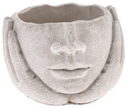 Capac pentru oală din beton Cap în mâini gri, 15 x11 cm
