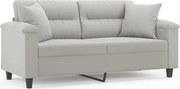vidaXL Canapea cu 2 locuri, cu perne, gri deschis, 140 cm, microfibră