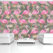 Fototapet - Flamingo - roz spre gri (254x184 cm)