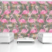 Fototapet - Flamingo - roz spre gri (254x184 cm)