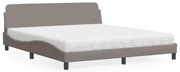 vidaXL Pat cu saltea, gri taupe, 180x200 cm, textil