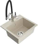 Mexen Milo chiuvetă din granit cu 1 compartiment și baterie de bucătărie Duo, bej - 6505-69-671701-07