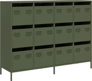 vidaXL Dulap, verde măsliniu, 135x39x103,5 cm, oțel laminat la rece
