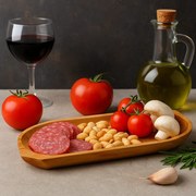 Platou pentru servire din lemn de fag 43A 22,5 cm, 1 compartiment , Aperitive, branzeturi si fructe