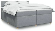 vidaXL Pat box spring cu saltea, gri deschis, 200x200 cm, textil