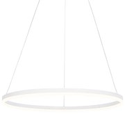 Lampă pendant de design albă 80 cm cu LED inclus cu dimmer în 3 trepte - Anello