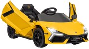 AIYAPLAY Mașină electrică 12V cu licență Lamborghini Revue vehicul electric telecomandă viteză 3-5 km/h 3-5 ani galben | Aosom Romania