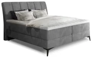 Pat matrimonial Boxspring 160 cm Alberto (gri închis) (cu saltele). 1027365