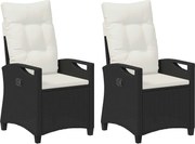 vidaXL Scaun pentru Grădină 2 pcs Negru și Crem 56 x 60 x 112 cm