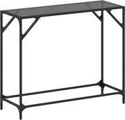 vidaXL Măsuță de cafea, blat din sticlă negră, 98x35x81 cm, oțel