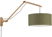 Aplica cu brat articulat din bambus si abajur din tesatura in, Andes natur/ verde