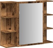 vidaXL Dulap cu oglindă de baie lemn vechi 80x20,5x64 cm lemn de lemn