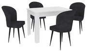 Set Masa Zeta, Alb, 4 Scaune, Negre, 102 x 69 x 75 cm