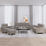 vidaXL Set de canapea cu perne, 4 piese, gri taupe, material textil