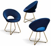 SET 2 Scaune Iris, structura metalica aurie, tapiterie catifea - ALBASTRU - CATIFEA - AURIU - STANDARD