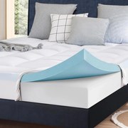 ELEMUSE Topper saltea din spumă cu memorie de înaltă densitate, infuzie cu gel, cu husă pufoasă, saltea superioară pentru pat, pentru ameliorarea durerilor de spate - 180x200x7 cm