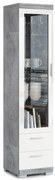 Mazzoni Vitrina SIMPLE KWD1SZ2 Beton Millennium/Alb Luciu - DULAP CU RAFTURI PENTRU LIVIMG STICLĂ