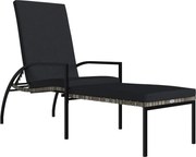 vidaXL Șezlong cu suport pentru picioare, gri, poliratan