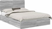 vidaXL Pat cu storage cu sertar Gri Sonoma 160 x 200 cm Lemn compozit