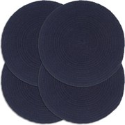 vidaXL Naproane, 4 buc., bleumarin, 38 cm, rotund, simplu, bumbac