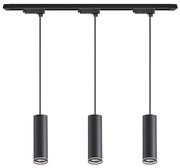 Lustră suspendată pe cablu pentru sistem de șină PIPE, 3x GU10, 10W, 230V, neagră