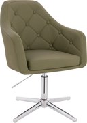 HR831CROSS Scaun Khaki Piele Ecologica Premium Soft cu Bază Cromata