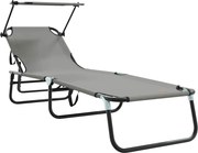 vidaXL Șezlong pliabil Gri 190 x 57 x 81 cm oxford