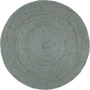 vidaXL Covor lucrat manual, verde măsliniu, 240 cm, iută, rotund