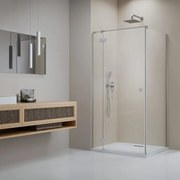 Usa de nisa batanta Radaway Essenza KDJ 80 cm sticla 6 mm finisaj nichel periat-transparent deschidere stanga