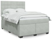 vidaXL Pat box spring cu saltea, gri deschis, 140x190 cm, catifea