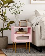 NOR1 - Set 2 Noptiere, 40 cm, cu 1 sertar pentru dormitor - Roz - Auriu