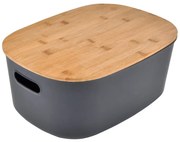 Cutie de depozitare gri antracit din plastic cu capac 24x18x12,5 cm – Homéa