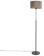 Lampă de podea neagră cu abajur din catifea taupe cu auriu 35 cm - Parte