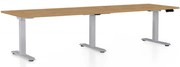 Masă înălțime reglabilă OfficeTech Long, 260 x 80 cm, picioare gri, stejar piatra