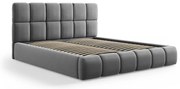 Pat matrimonial gri tapițat din catifea cu spațiu de depozitare cu somieră 200x200 cm Bellis – Micadoni