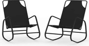 vidaXL Șezlonguri balansoare, 2 buc., negru, oțel și textilenă