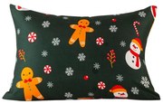 Fata de perna din microfibra SNOWMAN AND GINGERBREAD 70x90 cm, verde